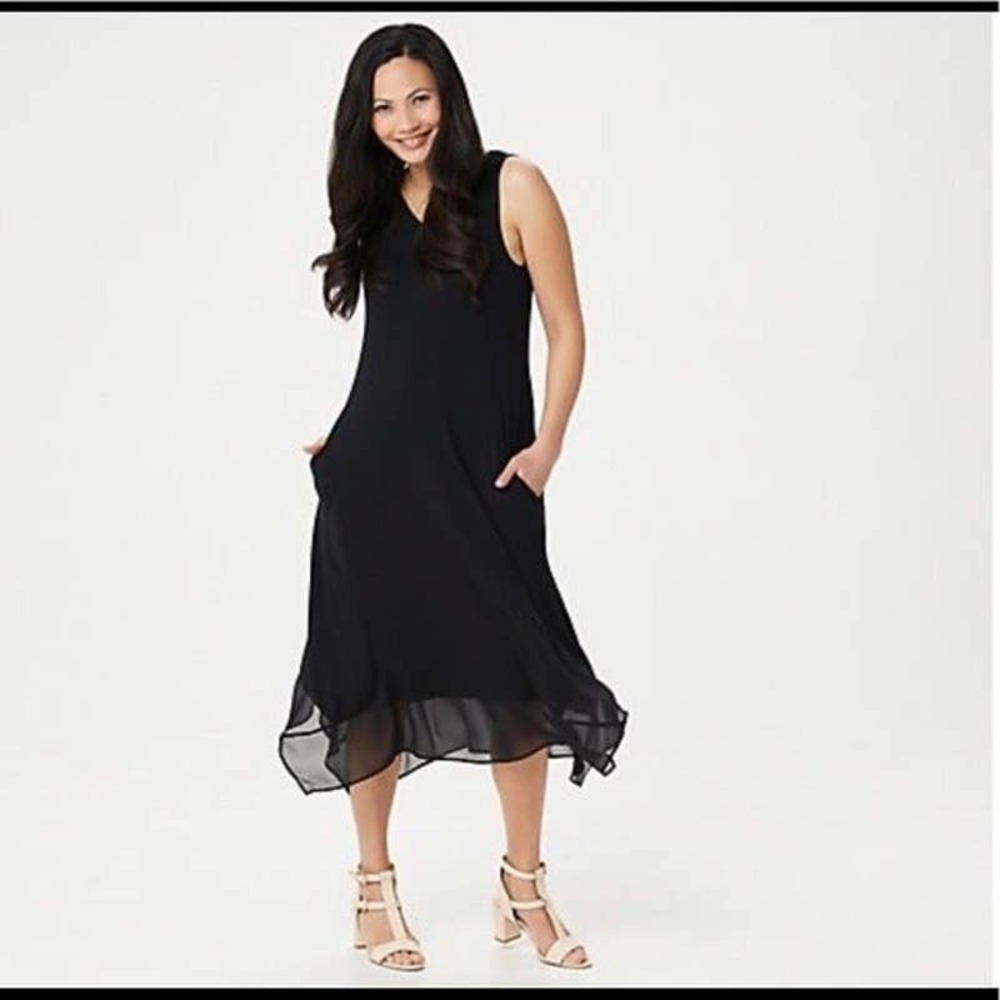 LOGO Lori Goldstein Knit Maxi Dress Chiffon XS